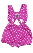 Photo1: Adult  Baby Romper Overalls Polka Dot/pink