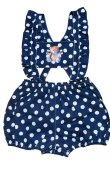 Photo1: Adult  Baby Romper Overalls Polka Dot/navy blue