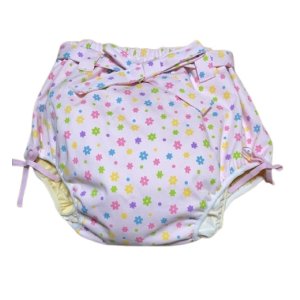 Photo: Adult baby diaper cover pants type flower pattern waist and foot strap