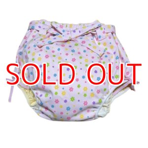 Photo: Adult baby diaper cover pants type flower pattern waist and foot strap