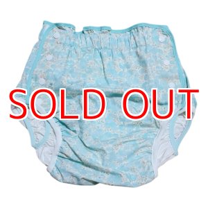 Photo: Adult diaper cover soft light blue floral pattern PVC waterproof