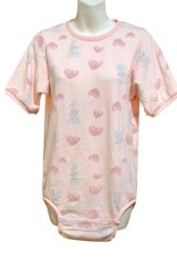 Photo: Adult Baby romper with rabbit and heart print short sleeves