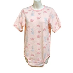 Photo: Adult Baby romper with rabbit and heart print short sleeves