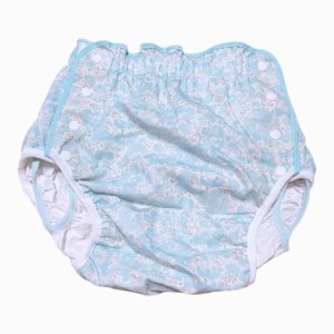 Photo: Adult diaper cover light blue floral pattern pile waterproof