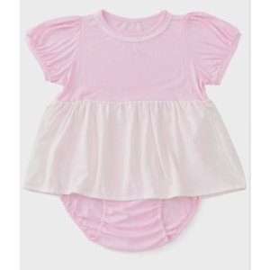 Photo: Adult Baby Pink Skirted Romper with Flowy Skirt & Short Sleeves