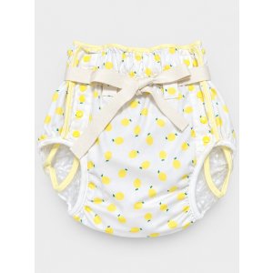 Photo: Adult Diaper Cover – Lemon Print with Adjustable Waist Tie and Vinyl Waterproof Lining