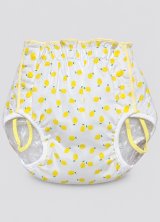 Photo: Adult Diaper Cover – Fresh Lemon Print Cotton with Vinyl Waterproof Lining