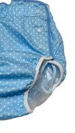 Photo2: Adult Diaper Cover – Baby Blue Polka Dot Cotton with Vinyl Waterproof Lining