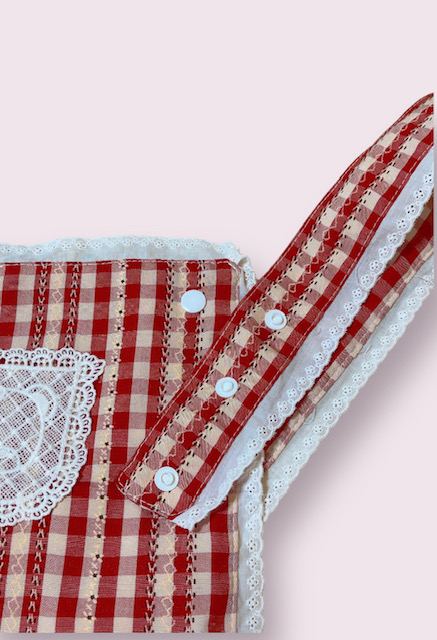 Photo: Adult baby red checkered apron-style baby dress
