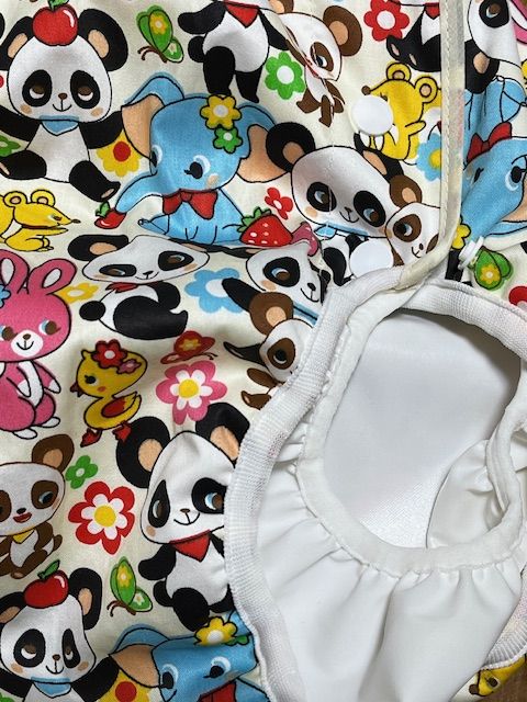 Photo: Adult Diaper Cover Panda Animal Pattern Polyurethane Waterproof Off White