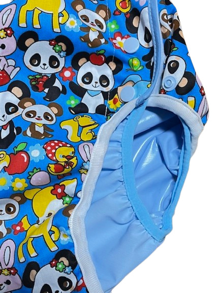 Photo: Adult Diaper Cover Panda Animal Pattern Polyurethane Waterproof Blue