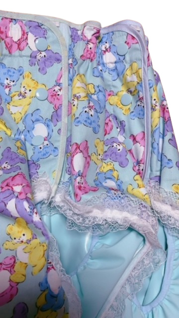 Photo: Adult Diaper Cover Teddy Bear Pattern Polyurethane Waterproof Light Blue /Lace