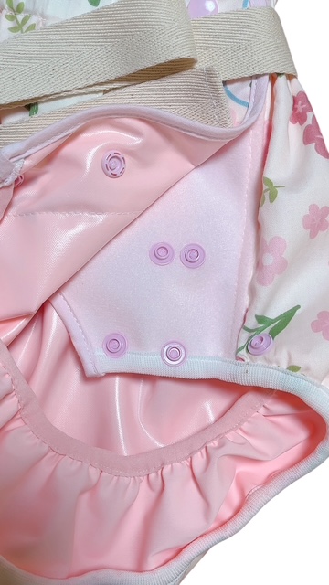 Photo: Adult baby diaper cover with rabbits and flowers pattern  waterproof waist strap