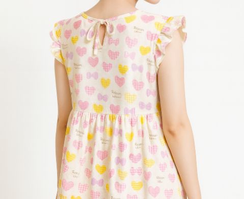 Photo2: Adult romper with skirt, heart pattern, A/XL only