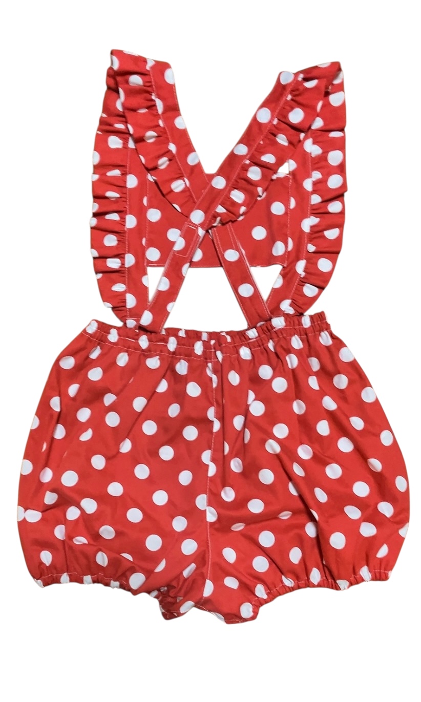 Photo: Adult  Baby Romper Overalls Polka Dot/Red