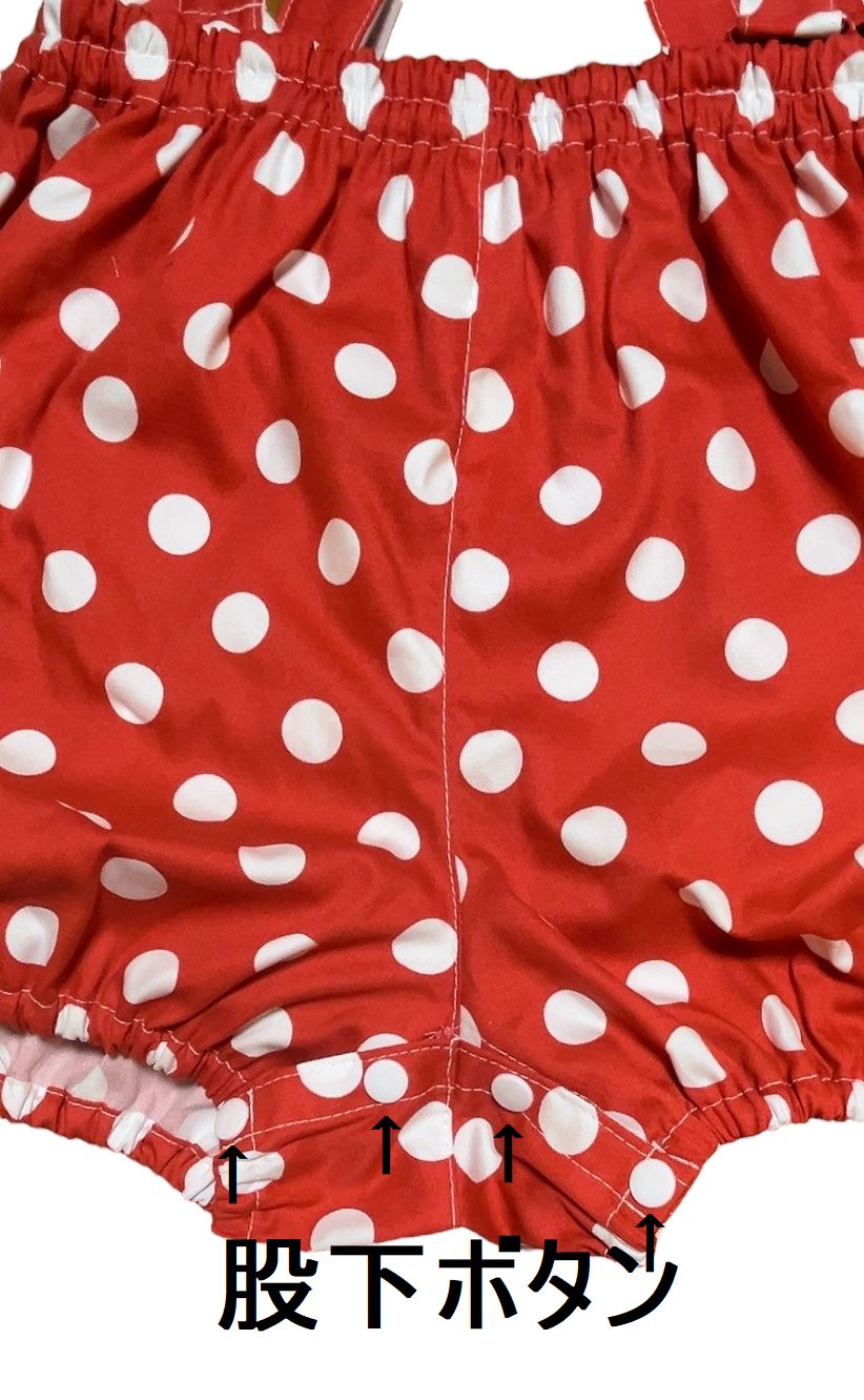 Photo4: Adult  Baby Romper Overalls Polka Dot/Red