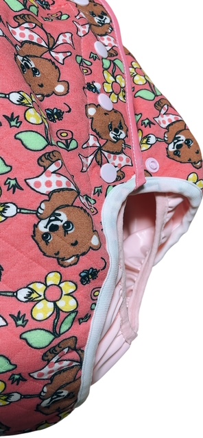 Photo: Adult baby diaper cover with bear pattern quilt