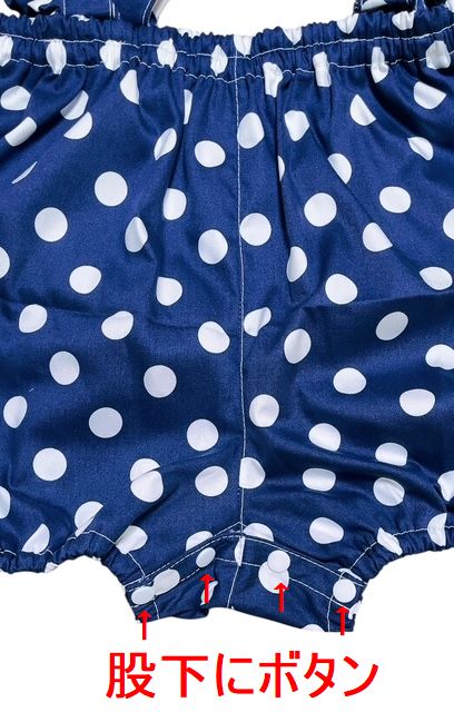 Photo4: Adult  Baby Romper Overalls Polka Dot/navy blue