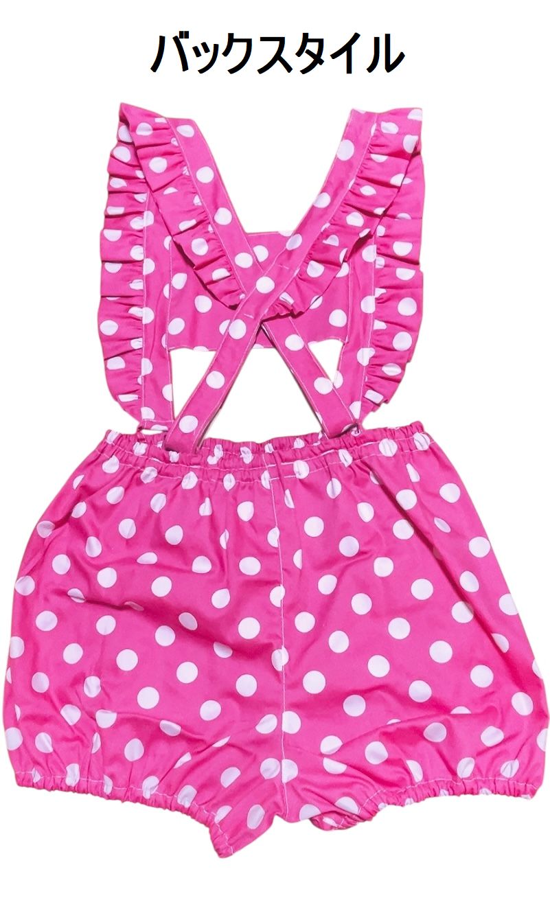Photo3: Adult  Baby Romper Overalls Polka Dot/pink