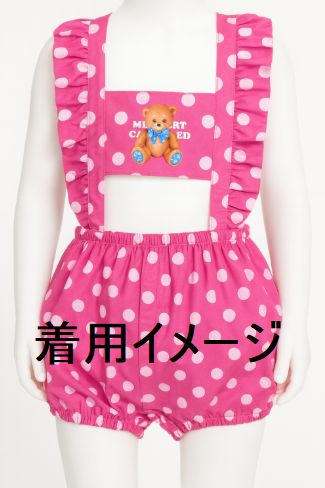 Photo2: Adult  Baby Romper Overalls Polka Dot/pink