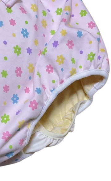 Photo3: Adult baby diaper cover pants type flower pattern waist strap