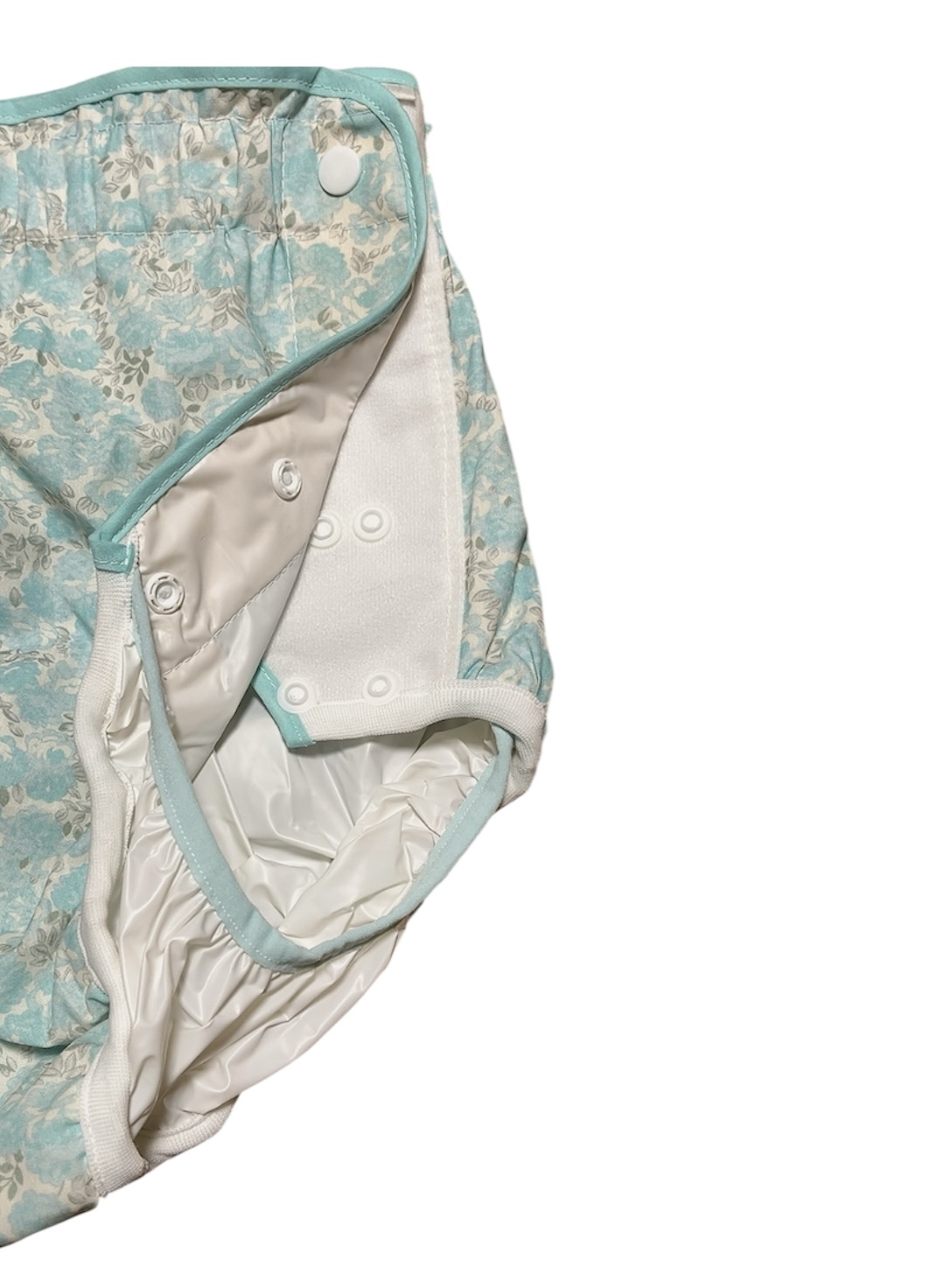 Photo3: Adult diaper cover soft light blue floral pattern PVC waterproof