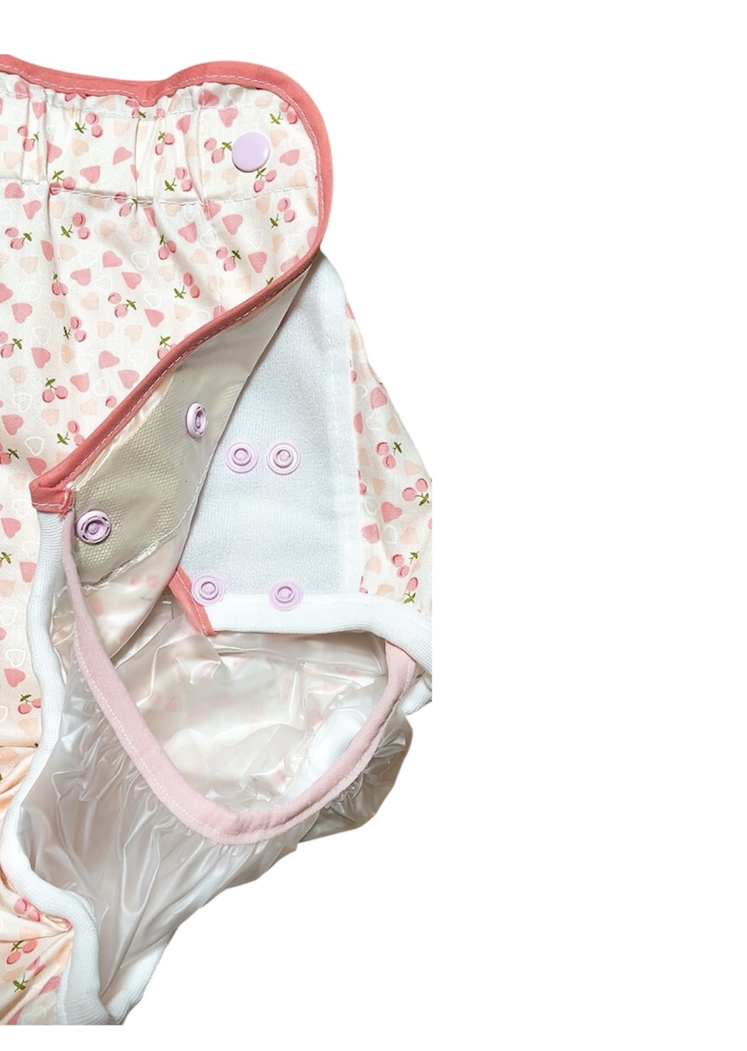 Photo: Adult diaper cover heart & cherry vinyl waterproof