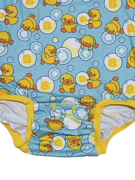 Photo3: Adult Baby Romper  Duck Pattern Short Sleeves Yellow rib XL only