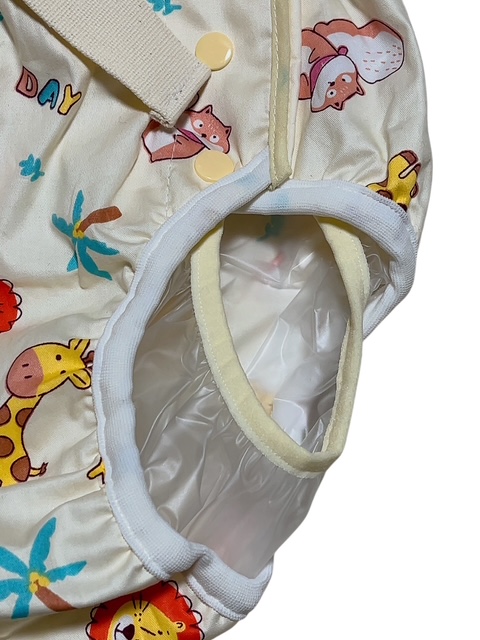 Photo2: Adult Baby diaper cover animal print vinyl waterproof with waist strap