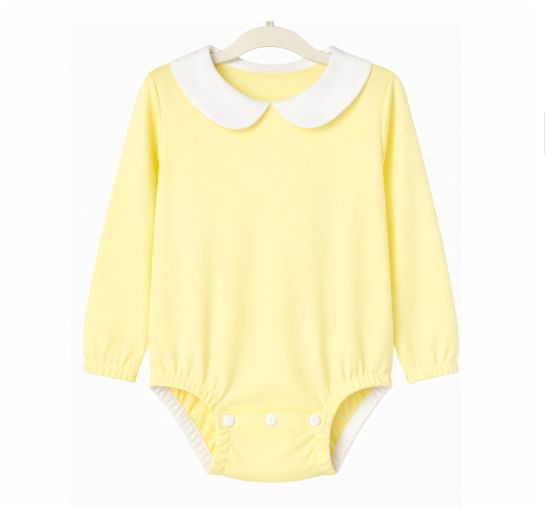 Photo1: Adult Baby romper with collar/yellow