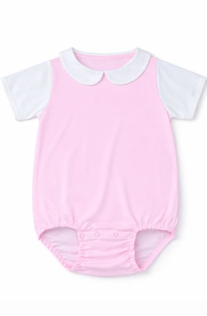 Photo1: Adult Baby romper short sleeves / baby pink