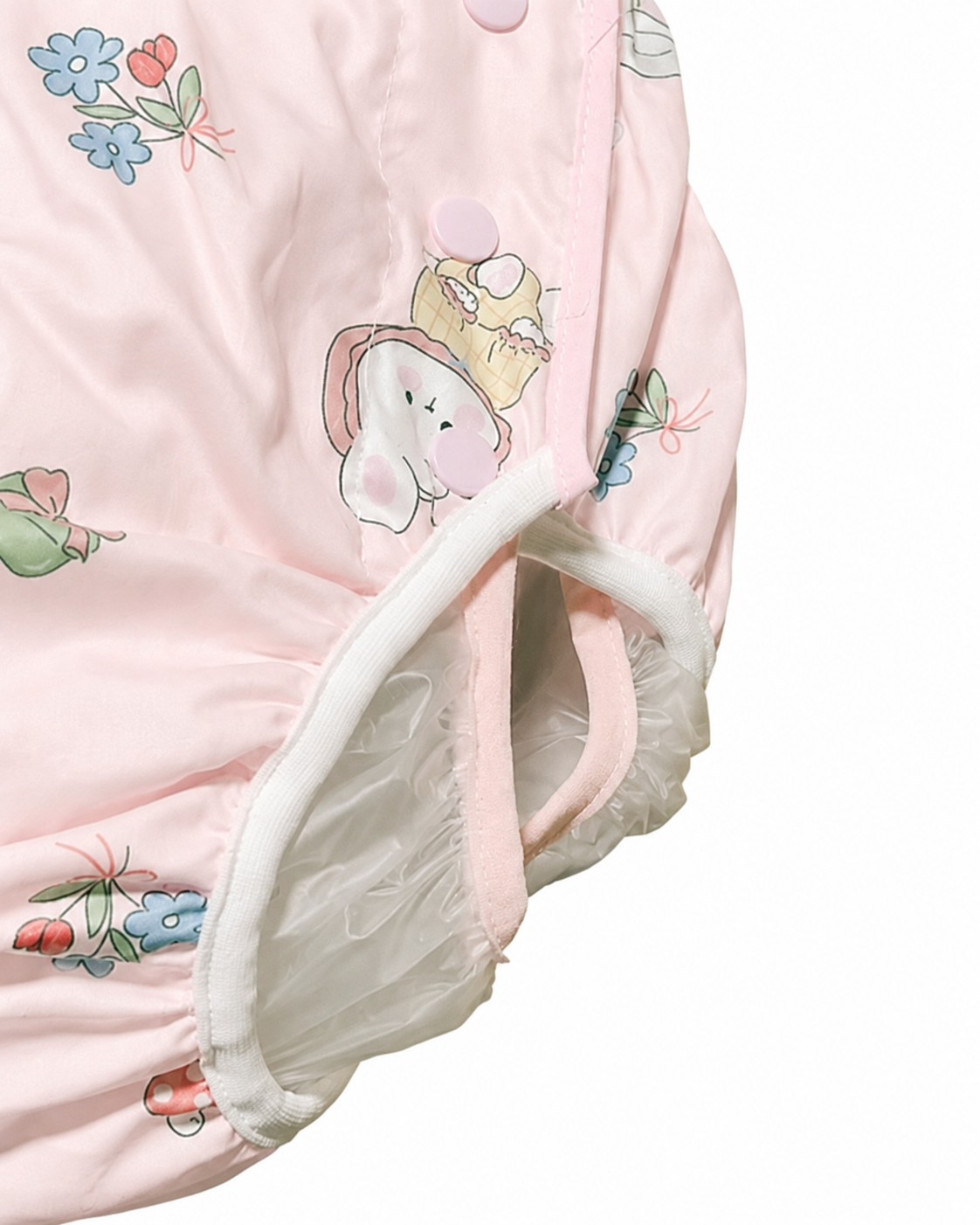 Photo2: Adult Baby Diaper Cover  Baby Pink Bunny and Duck Print  vinyl  waterproof