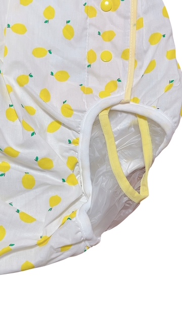 Photo: Adult Diaper Cover – Fresh Lemon Print Cotton with Vinyl Waterproof Lining
