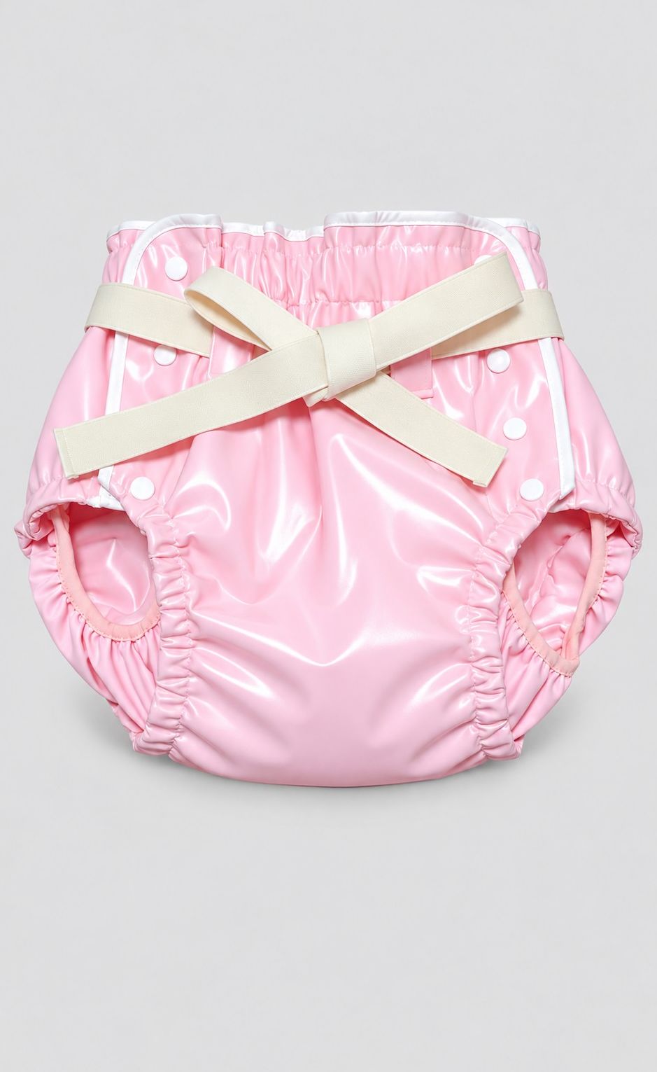 Photo1: Adult Diaper Cover – Baby Pink Urethane Waterproof with Adjustable Waist Tie