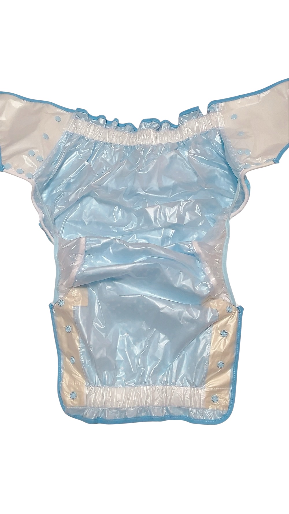 Photo4: Adult Diaper Cover – Baby Blue Polka Dot Cotton with Vinyl Waterproof Lining